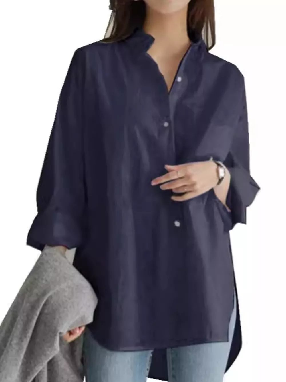 Full Size Oversized Button-Down Long Sleeve Shirt Plus Size, image 26