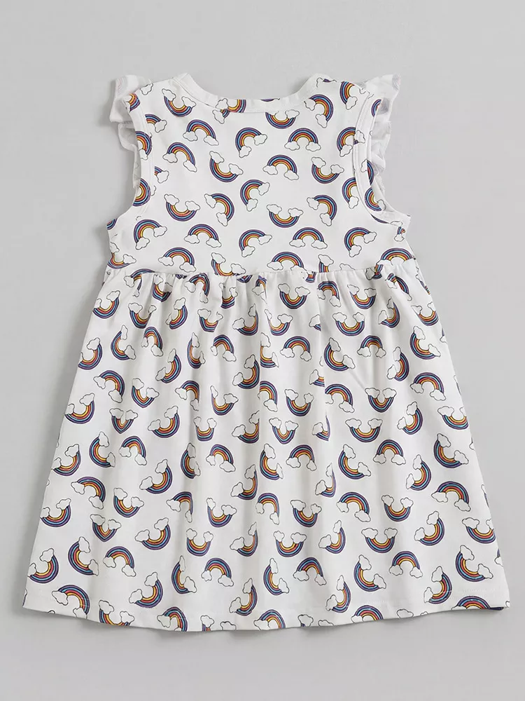Children's Rainbow Print Ruffle Sleeve Dress, image 5