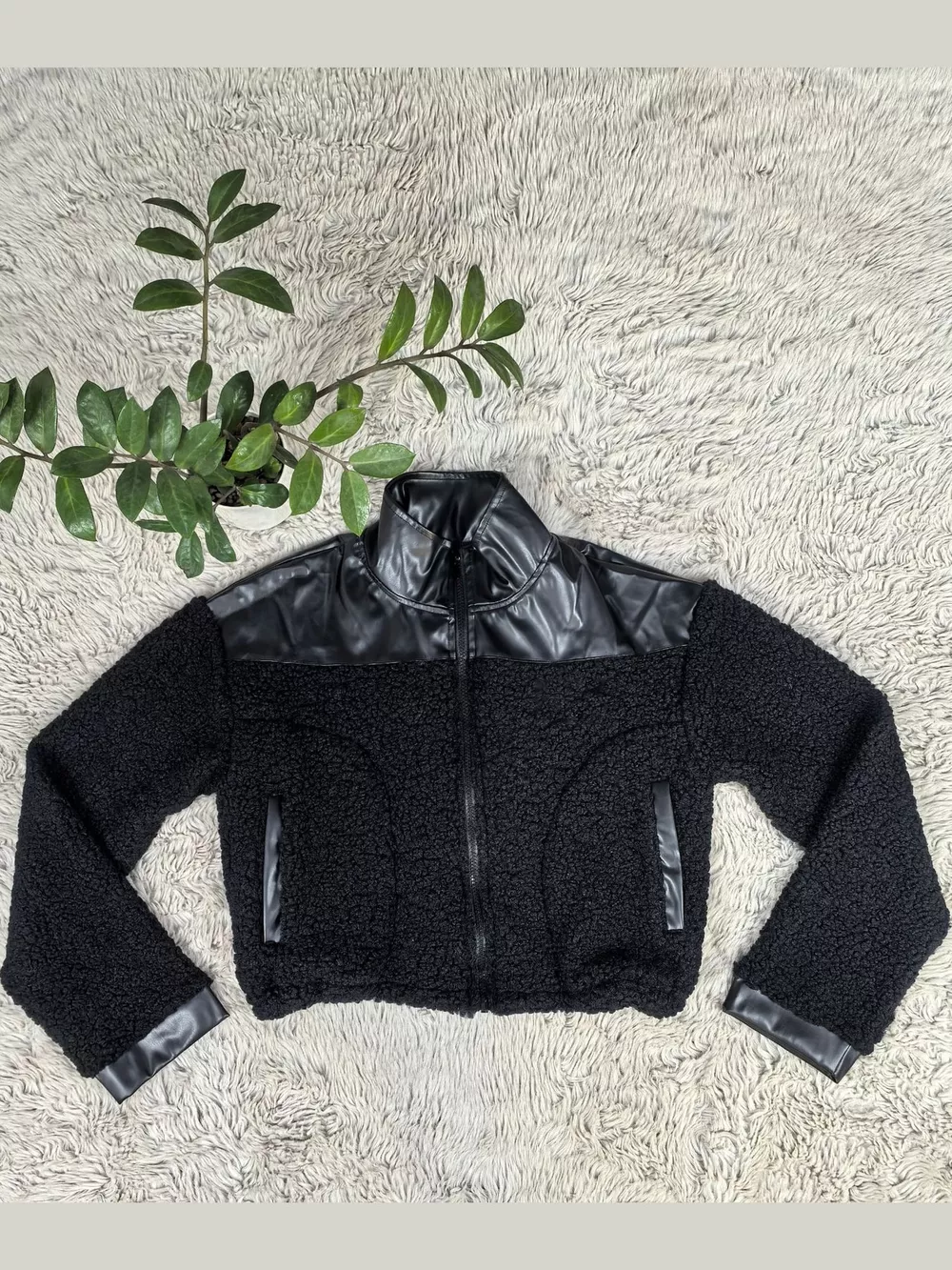Sherpa Contrast Zip-Up Jacket, image 4