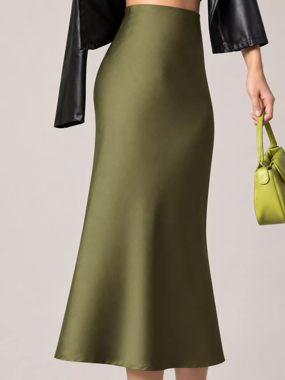 High-Waisted Satin Midi Skirt, image 15