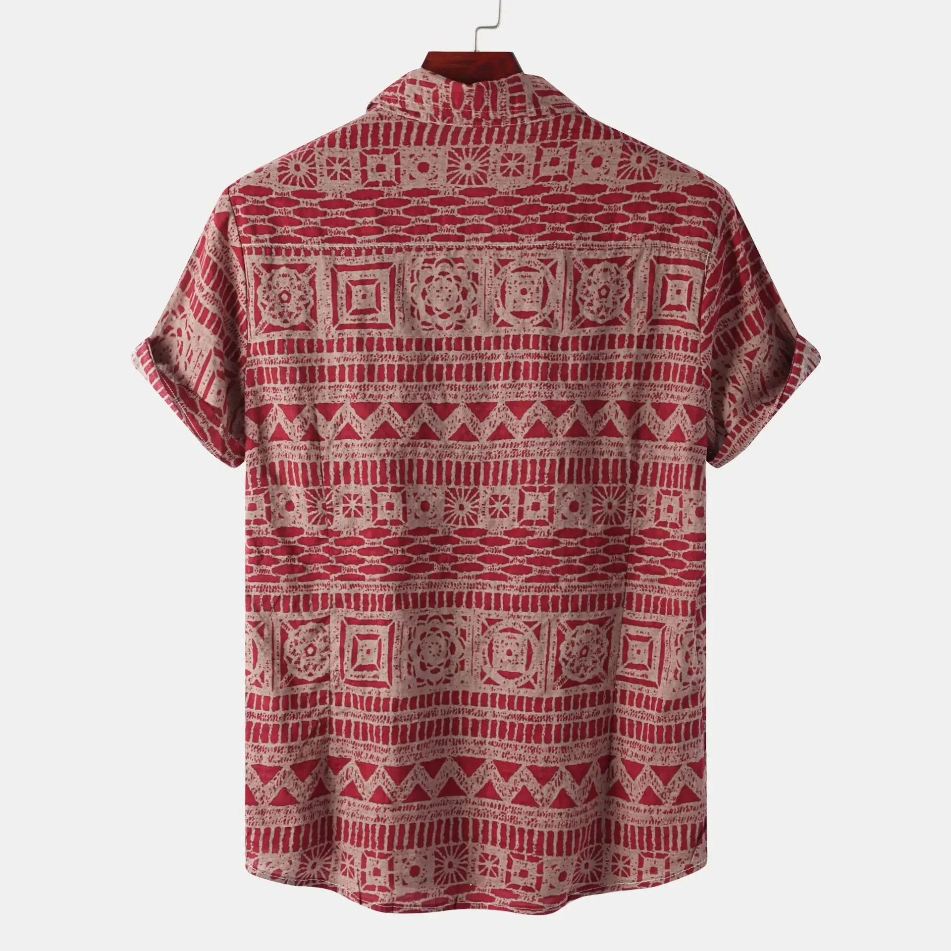 Men's Plus Size Printed Button Up Short Sleeve Shirt, image 10