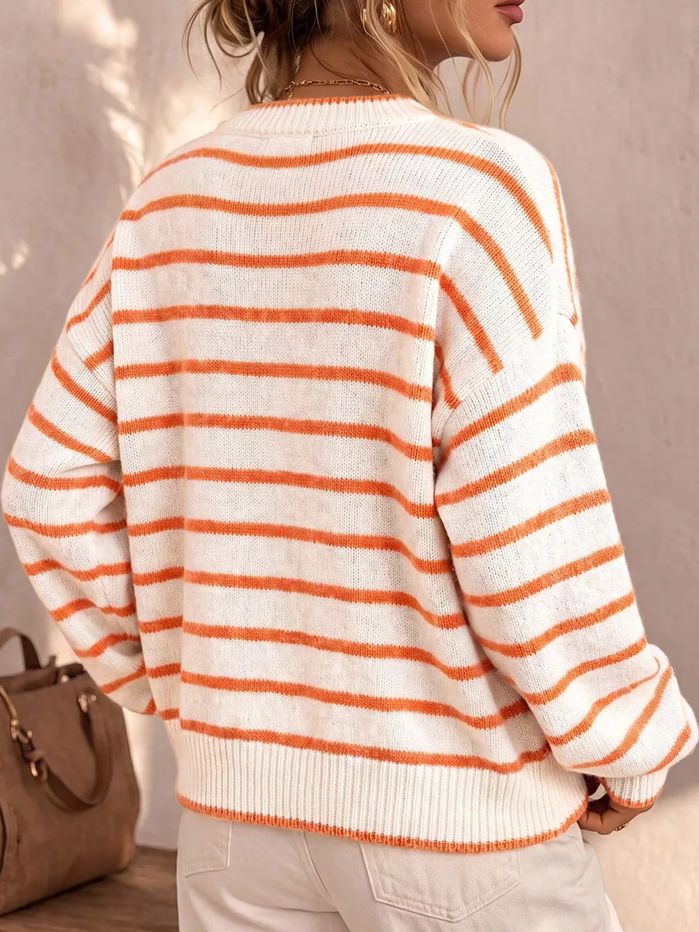 Striped Button-Down Knit Cardigan, image 14