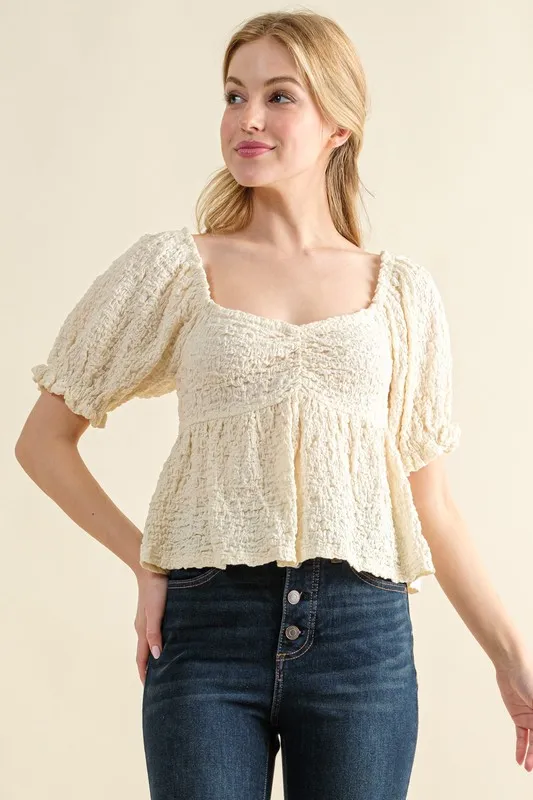Lovely Textured and Smocked Top, image 2