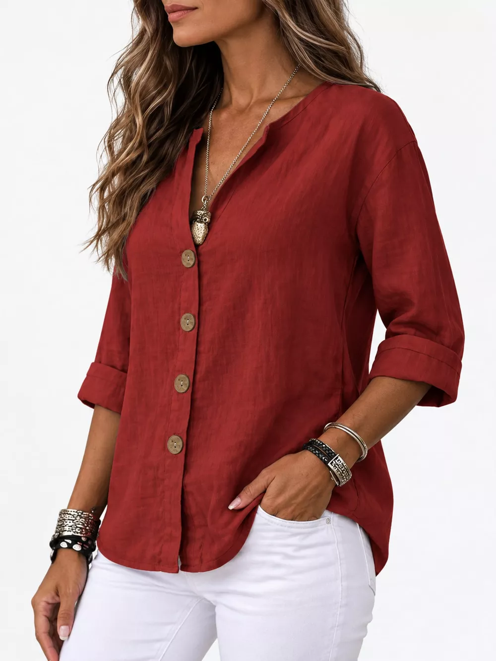 Notched Button Down Shirt, image 40