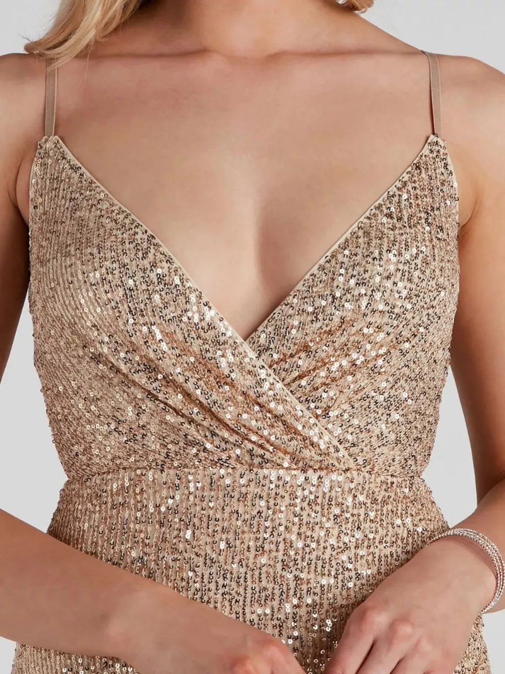 Sequin V-Neck Bodycon Mini Dress, image 9