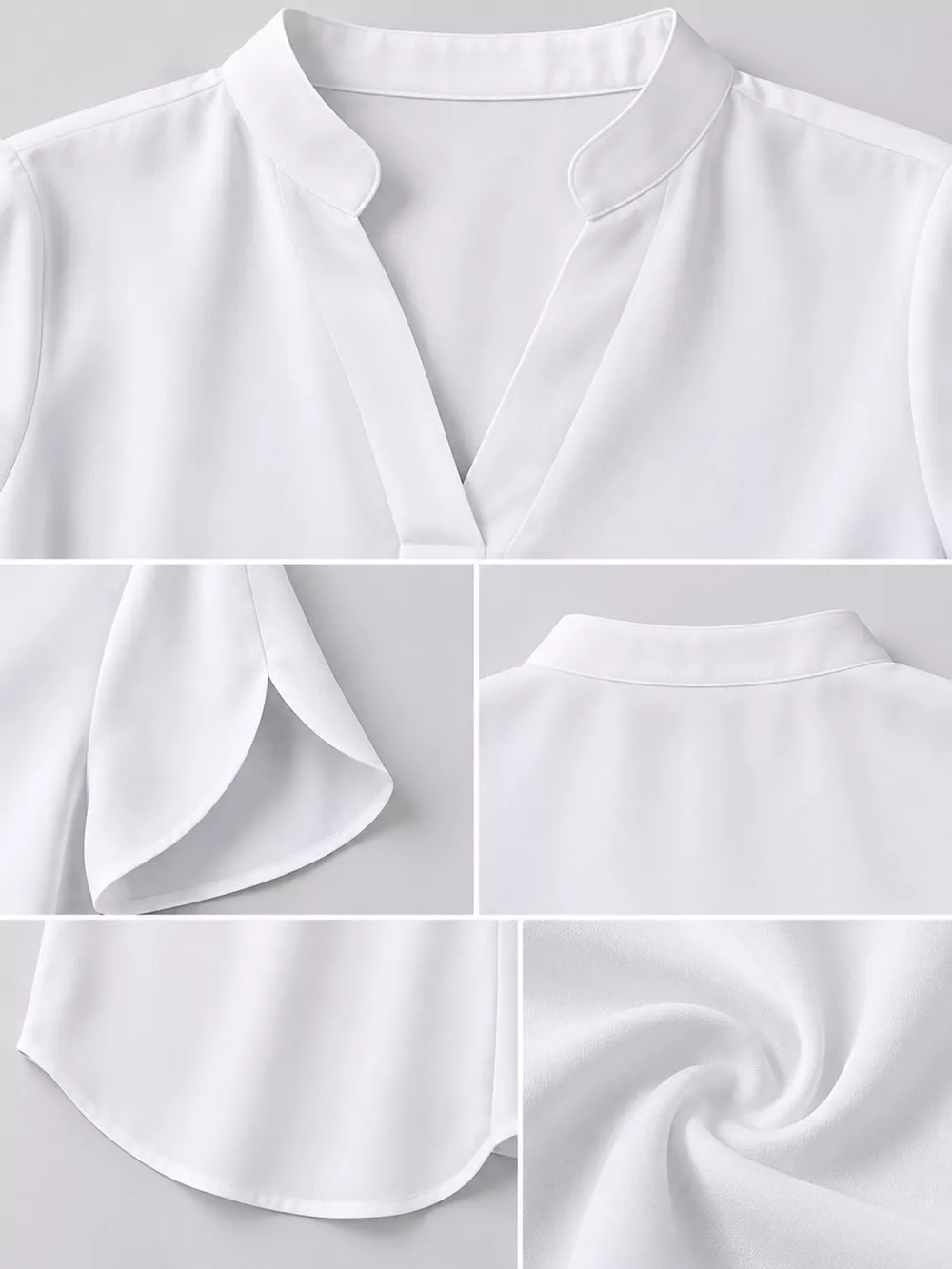 Notched Slit Short Sleeve Blouse, image 20