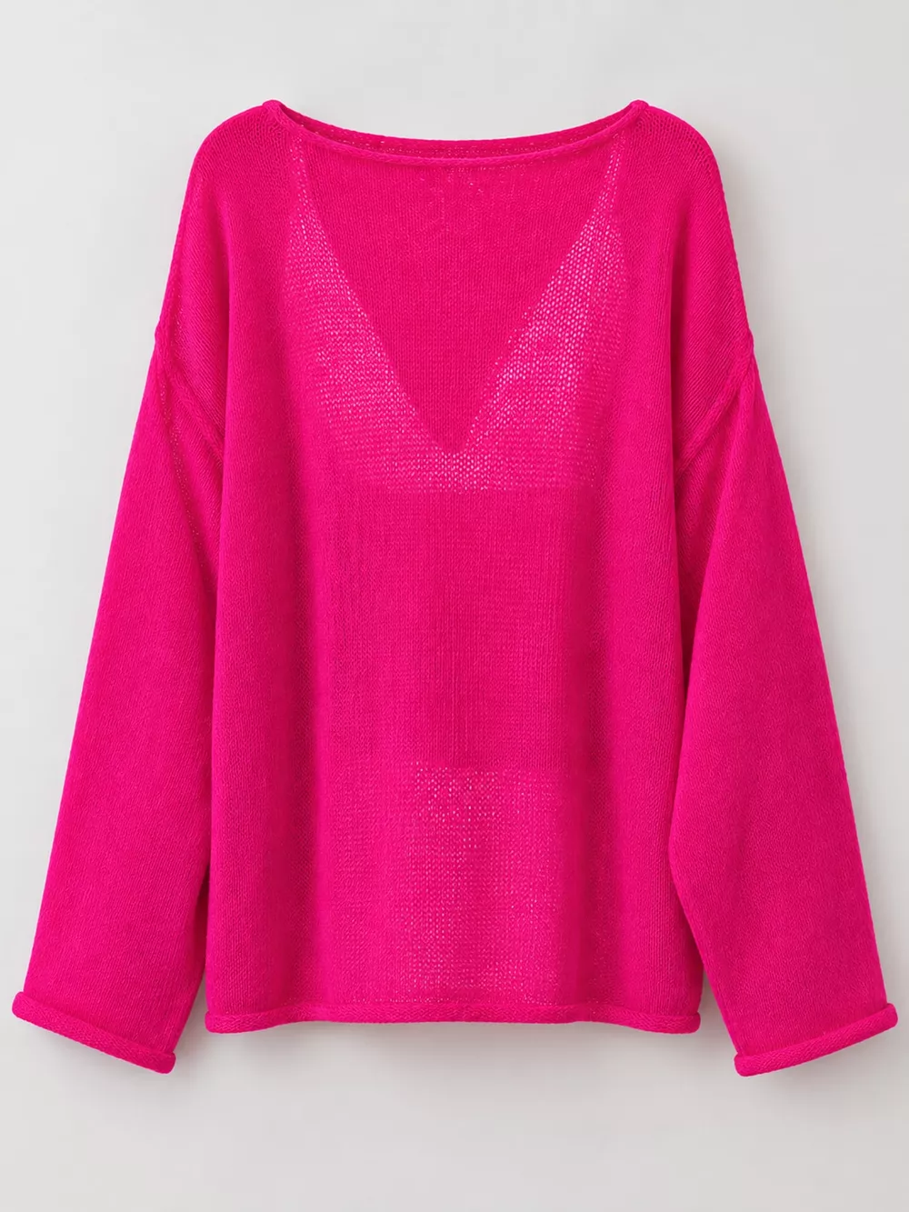 Full Size Sheer Lightweight Knit Top Plus Size, image 46