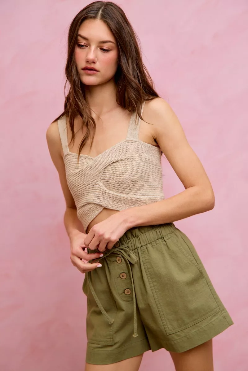 Paper Bag Patch Pocket Drawstring Twill Shorts, image 10