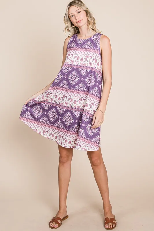 Bohemian Print Sleeveless Dress, image 5