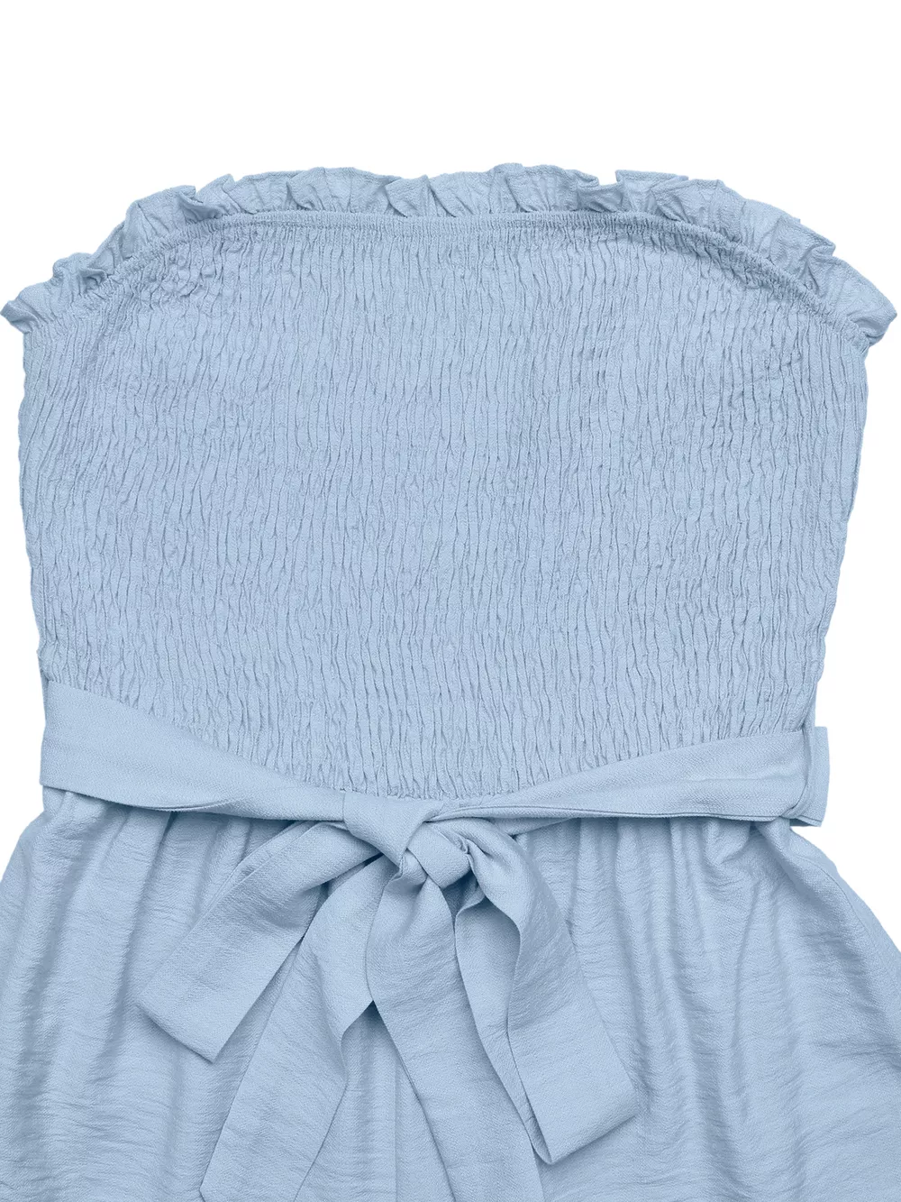 Smocked Strapless Ruffle Hem Romper, image 8