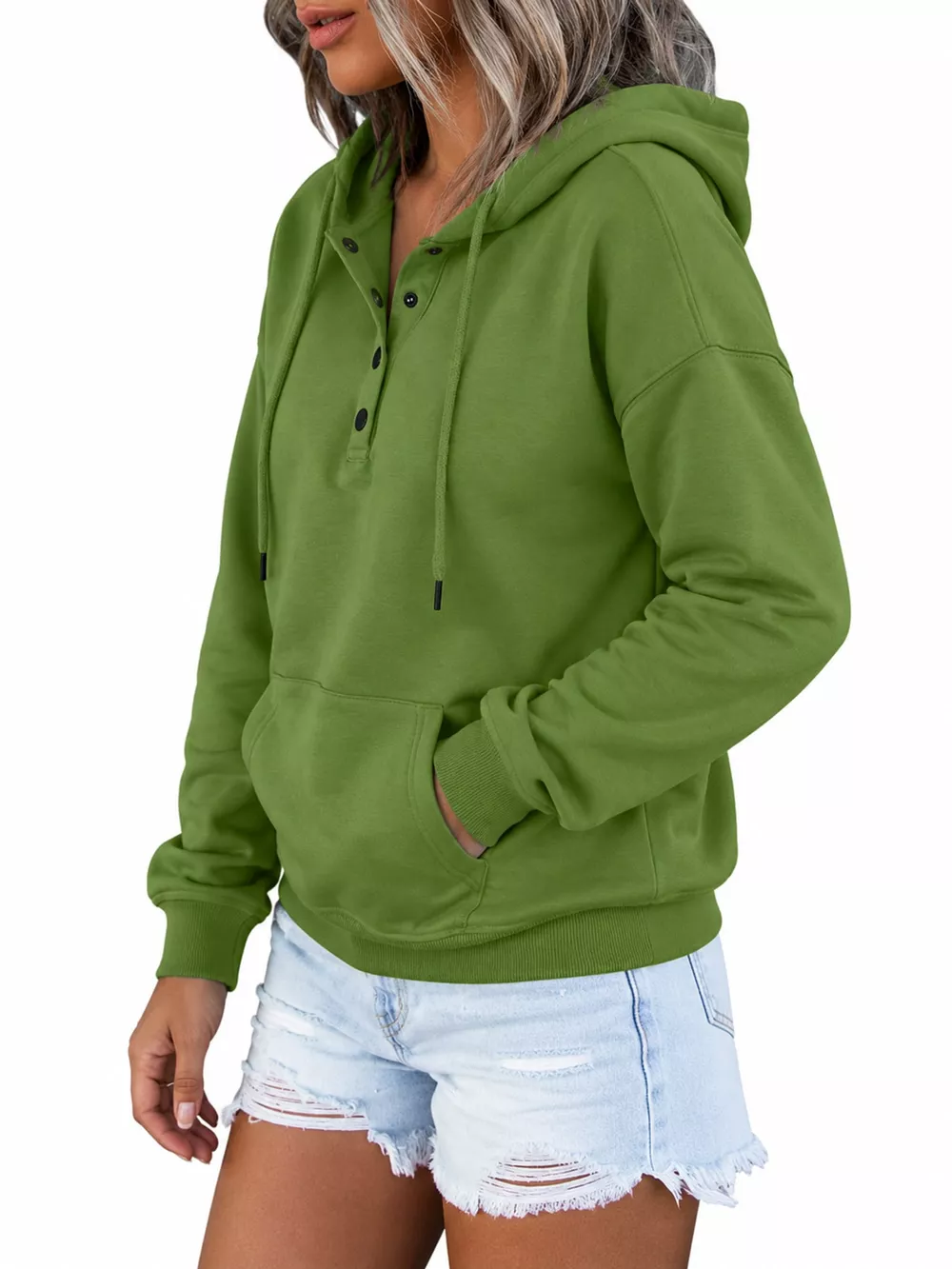 Full Size Kangaroo Pocket Dropped Shoulder Hoodie Plus Size, image 30