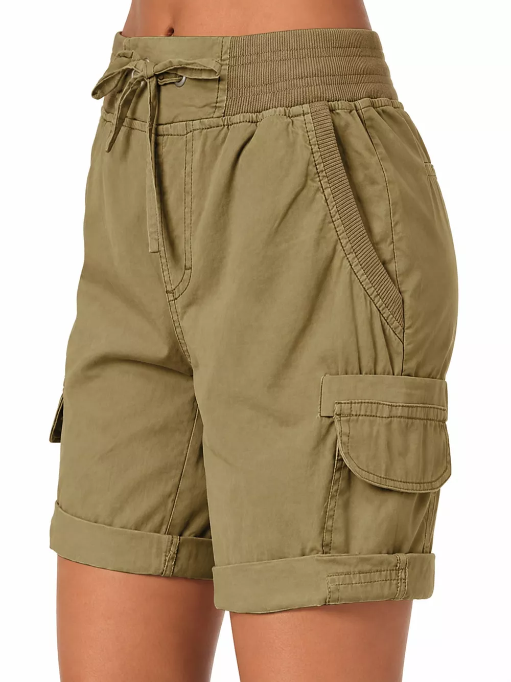 Full Size Drawstring Cargo Shorts Plus Size, image 50