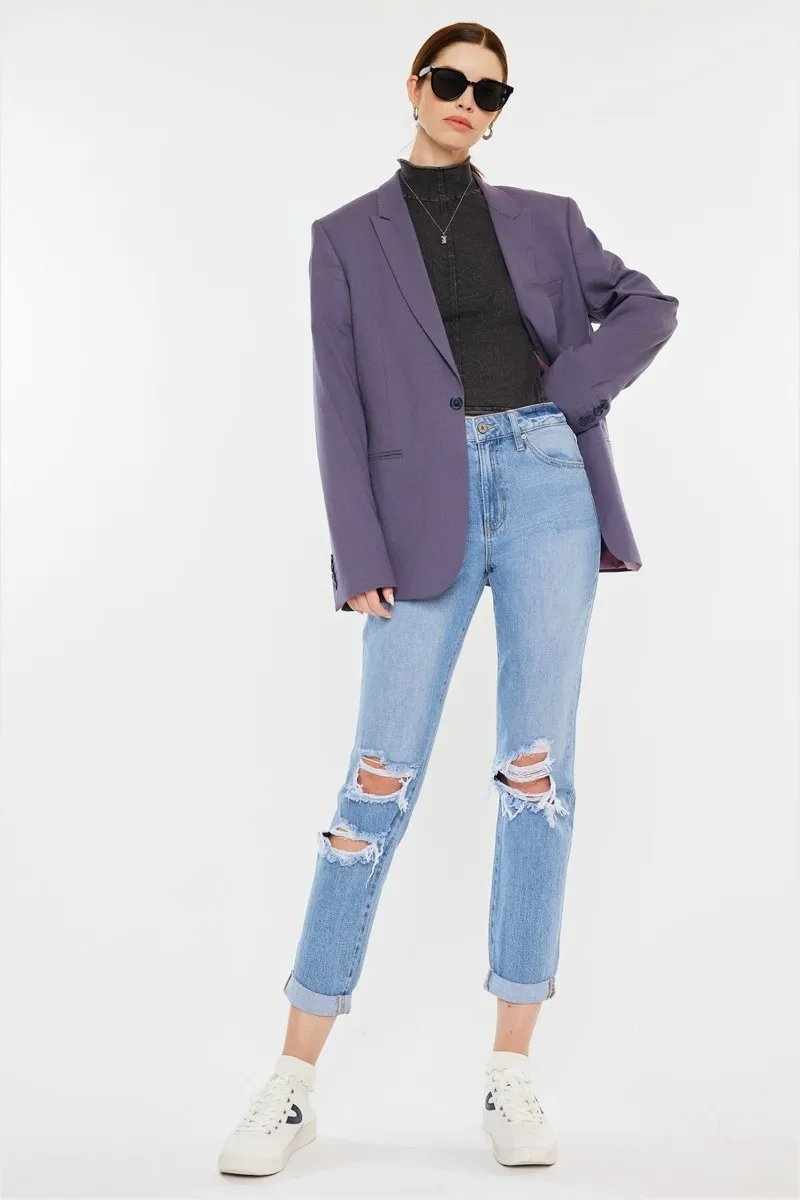 Kancan High Rise Distressed Mom Jeans, image 3