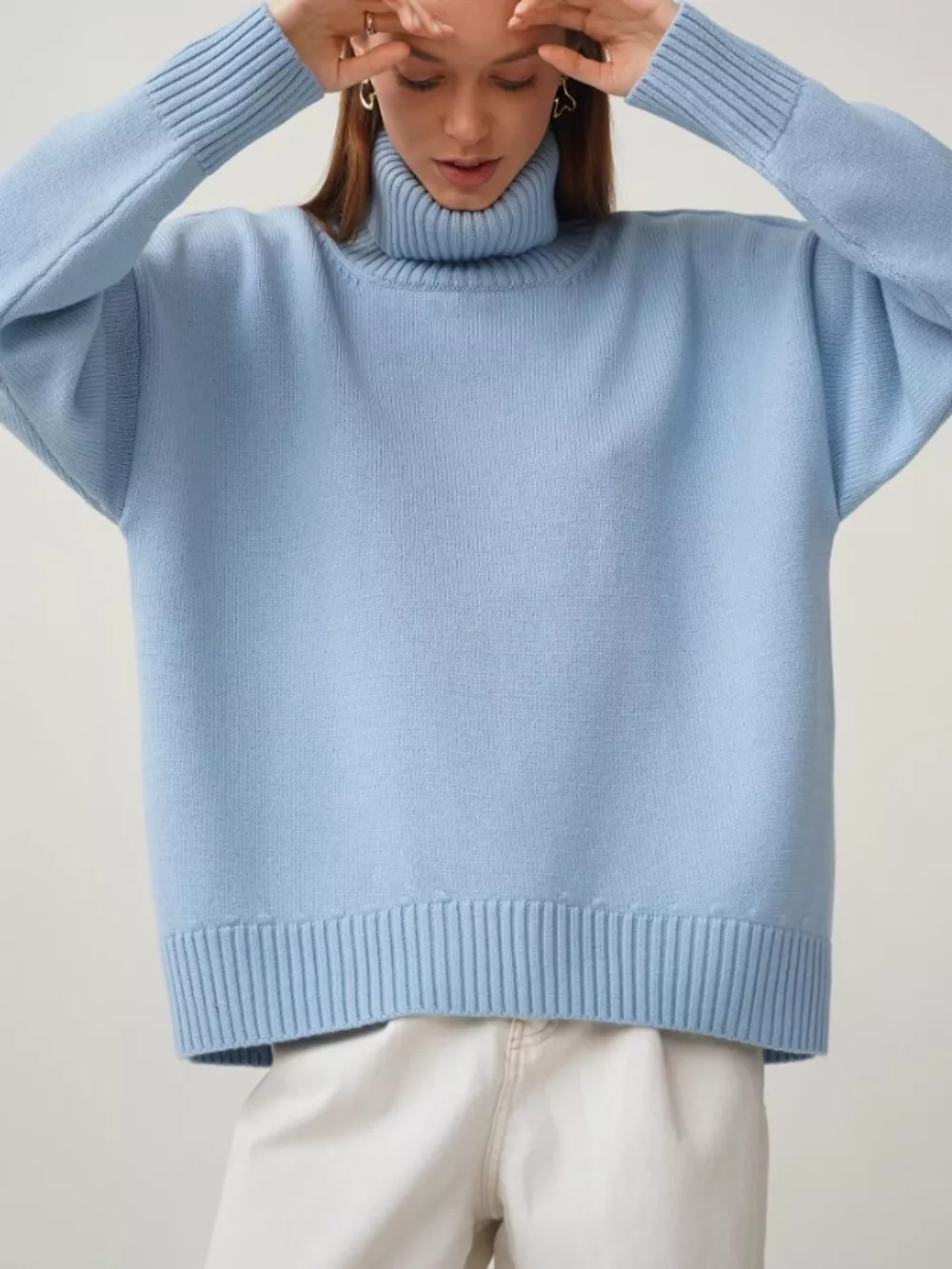 Oversized Turtleneck Dropped Shoulder Sweater, image 6