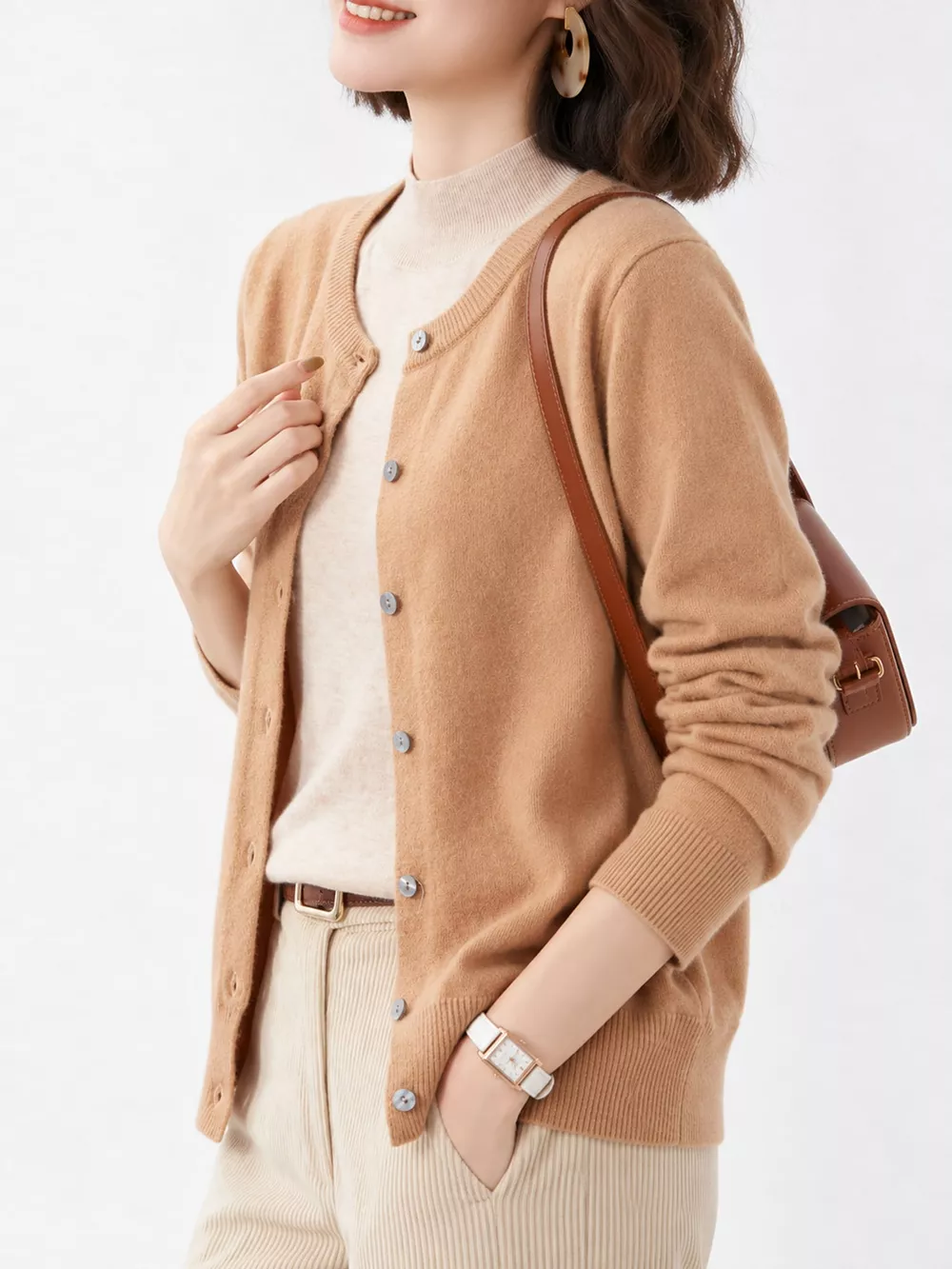 Crew Neck Button-Down Cardigan, image 52