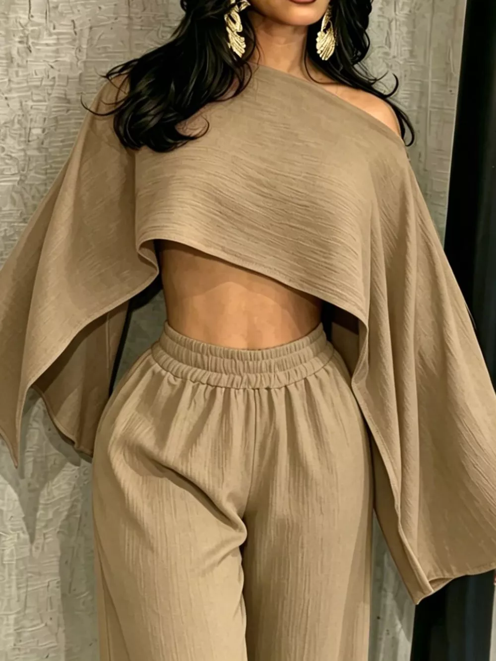 Boat Neck Crop Top and Wide-Leg Pants Set, image 40