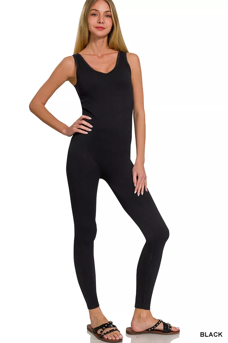 Zenana Ribbed Bra Padded Sports Seamless Bodysuit, image 4