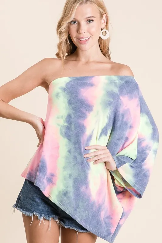 Tie Dye French Terry One Shoulder Top with Dolman, image 6