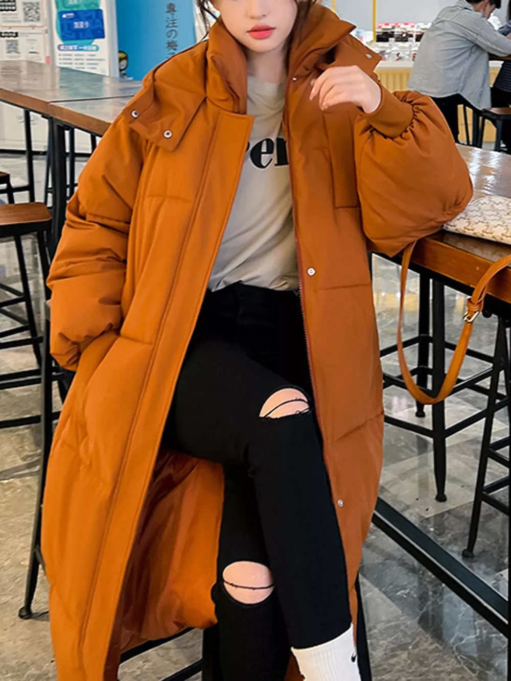 Plus Size Oversized Hooded Longline Puffer Coat, image 23