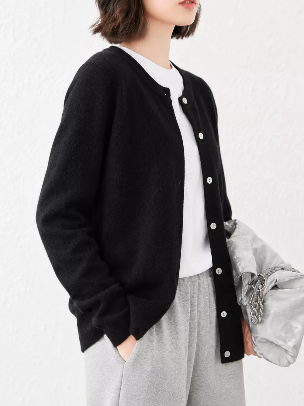 Crew Neck Button-Down Cardigan, image 11