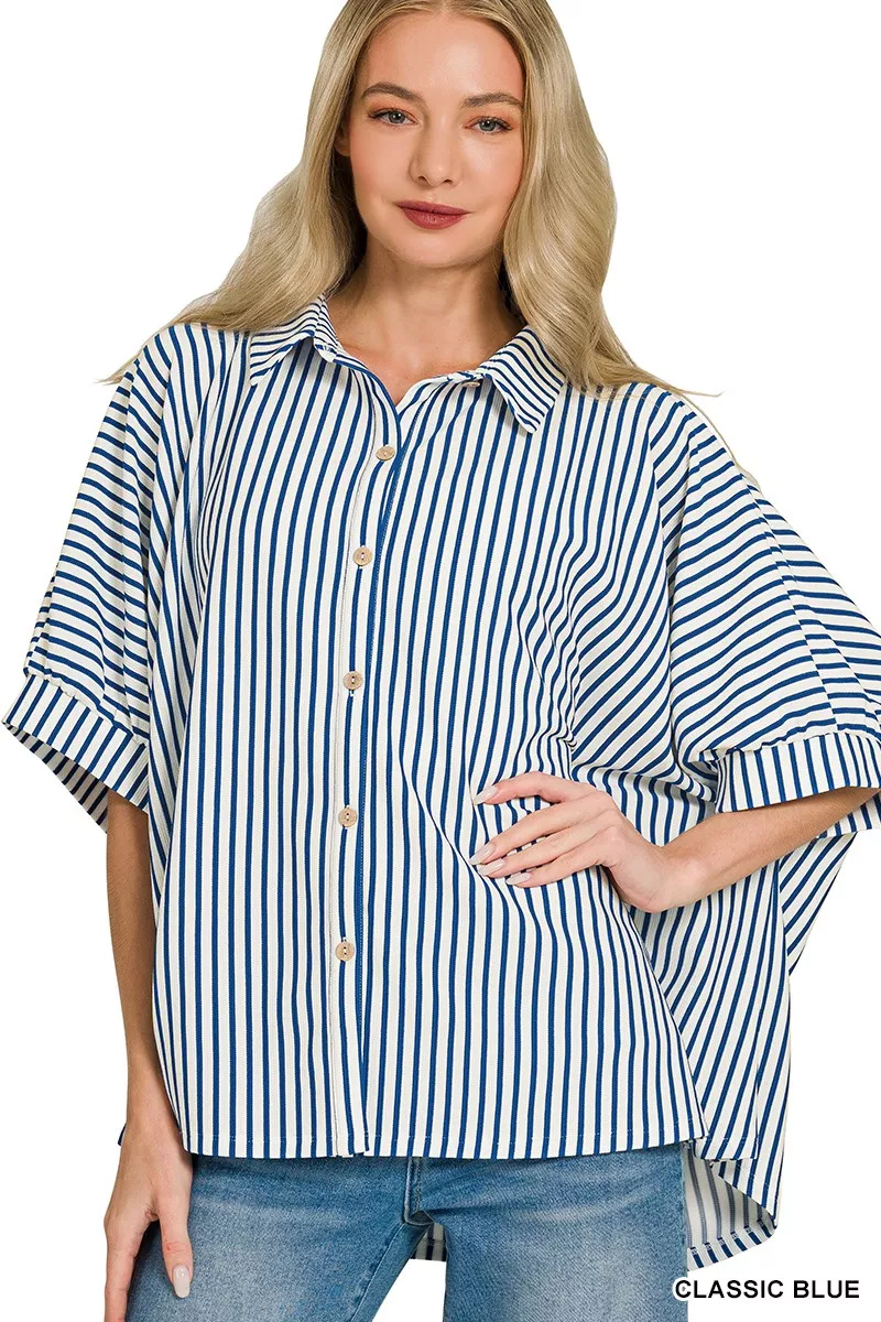 Oversized Stripe Button Down Shirt