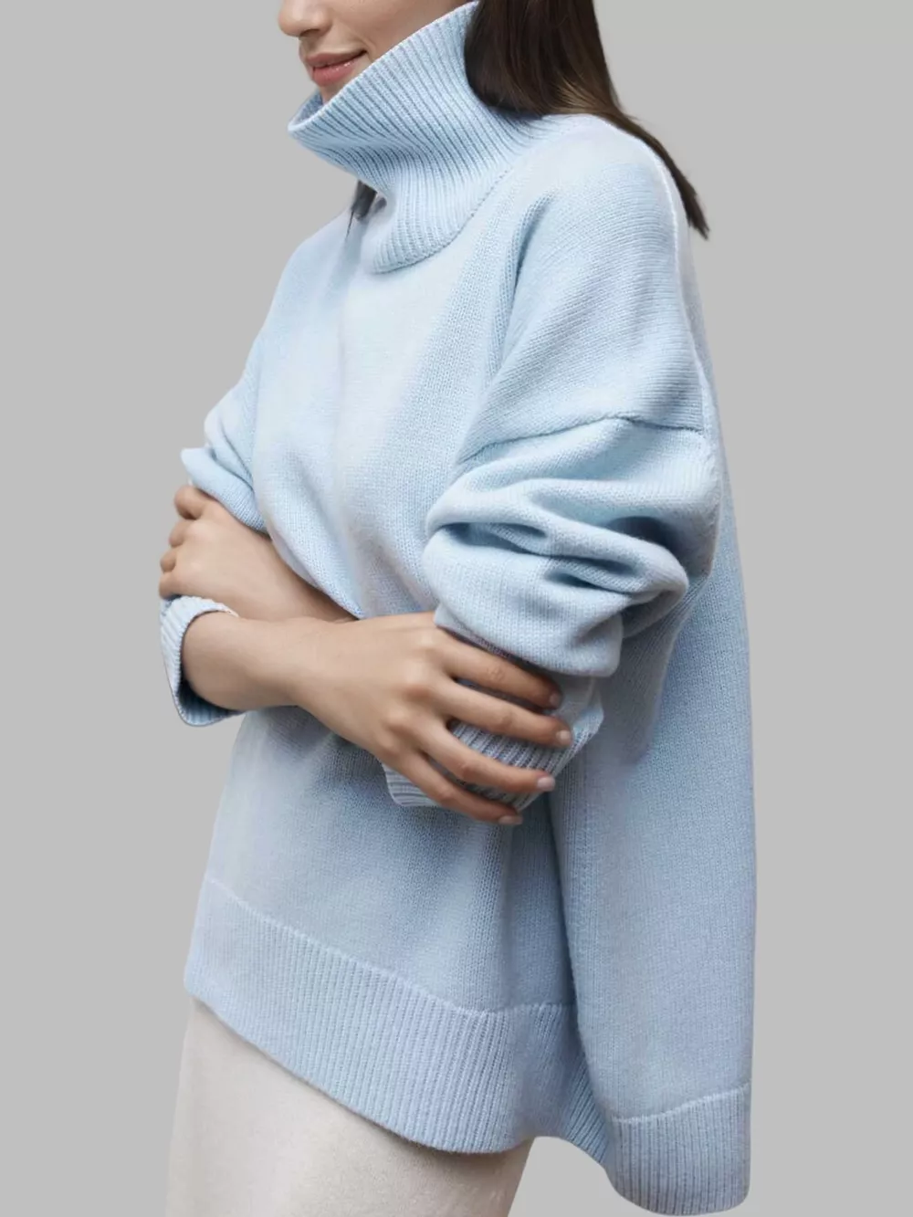 Turtleneck Dropped Shoulder Sweater, image 2