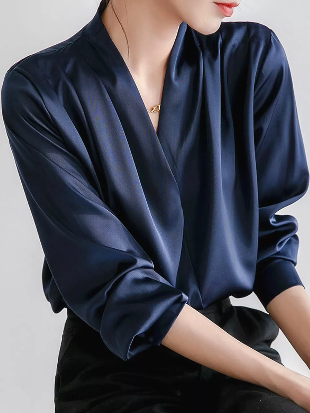 Long Sleeve Satin Blouse, image 6