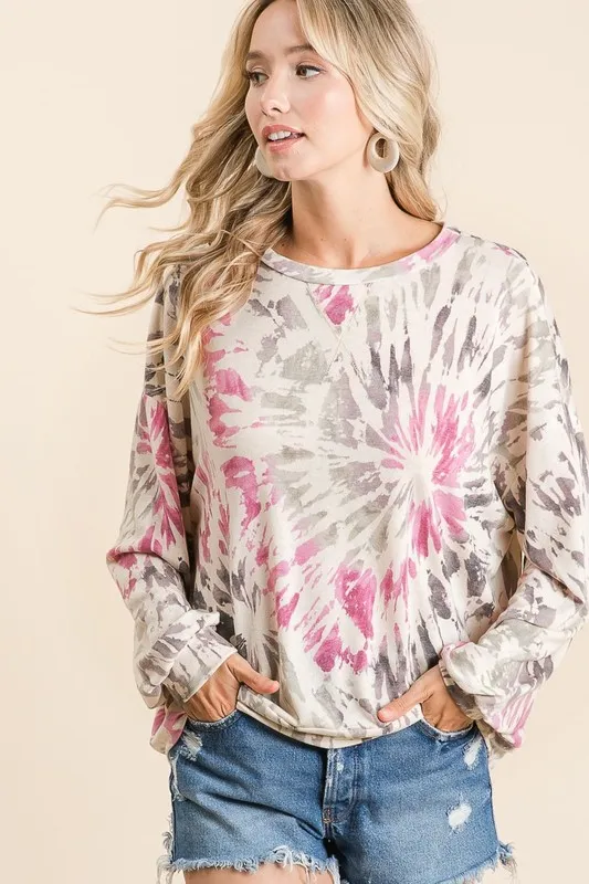 Tie Dye Print Terry Pull Over, image 5
