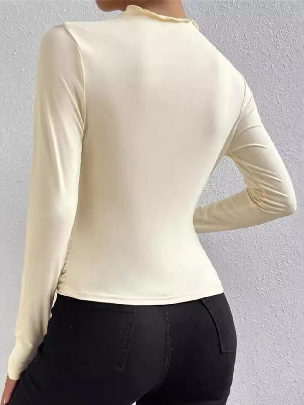 Ruched Long Sleeve Slim-Fit T-Shirt, image 3