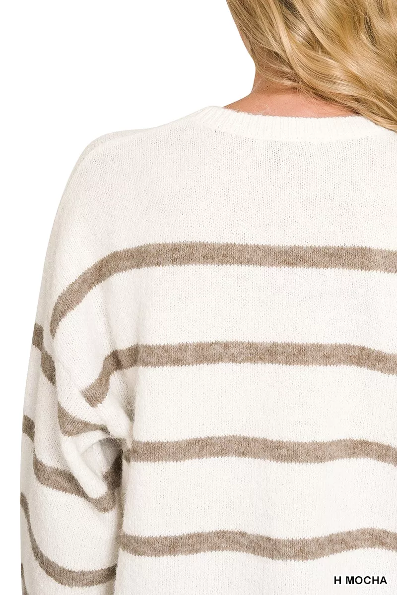 Zenana Wool Blend Striped Sweater, image 7