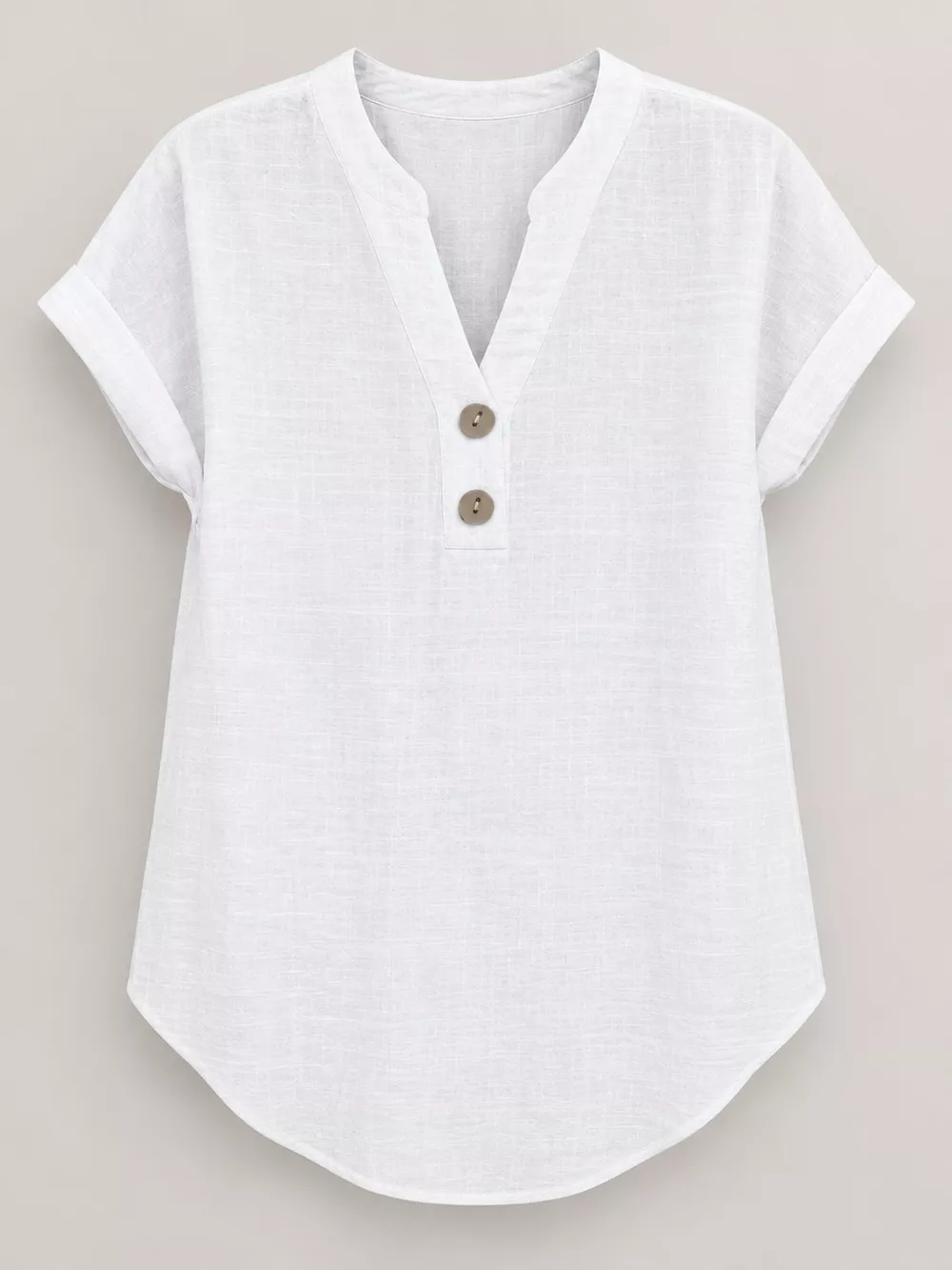 Full Size Button Detail Short Sleeve Blouse Plus Size, image 49
