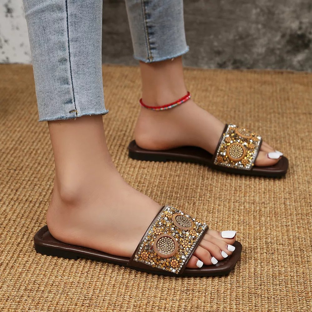 Rhinestone Open Toe Sandals, image 4