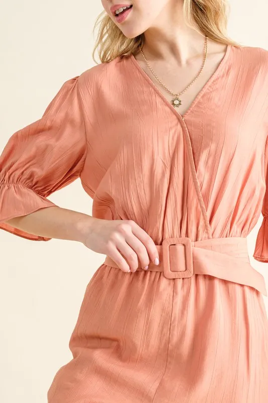 Flounce Sleeves Romper with Belt, image 3