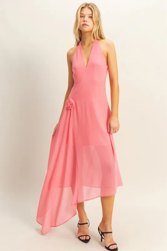 Chiffon Halter Asymmetrical Hem Dress, image 4