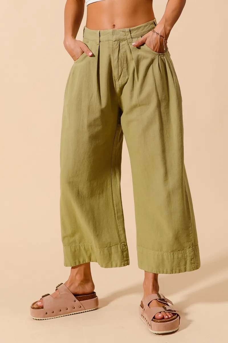 Mid Rise Wide Leg Chino Pants With Pockets, image 3