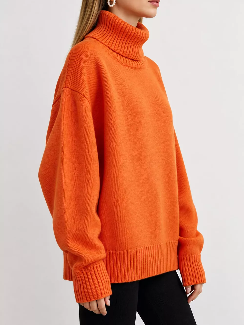 Oversized Turtleneck Dropped Shoulder Sweater, image 27