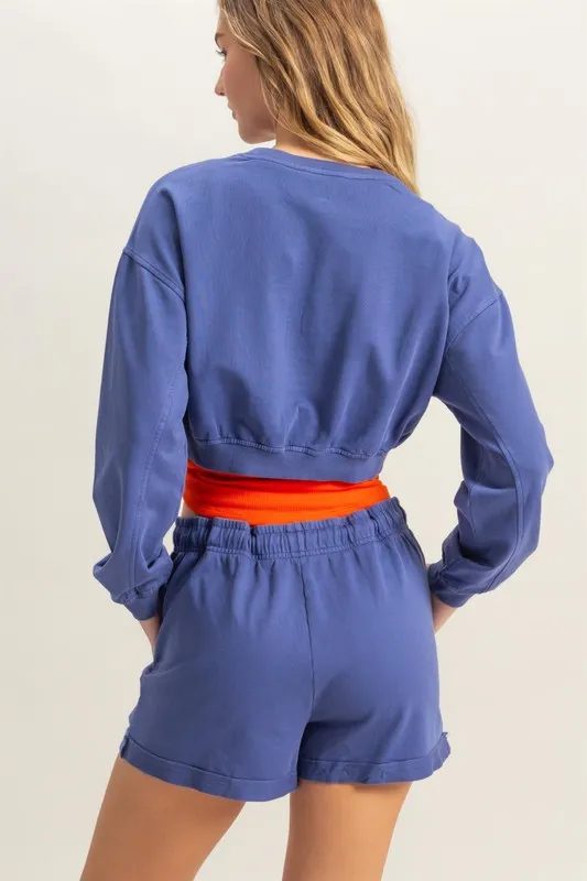 Crew Neck Long Sleeve Crop Sweatshirt, image 3