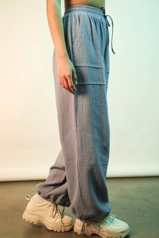 Wide Leg Gauze Solid Pants, image 3
