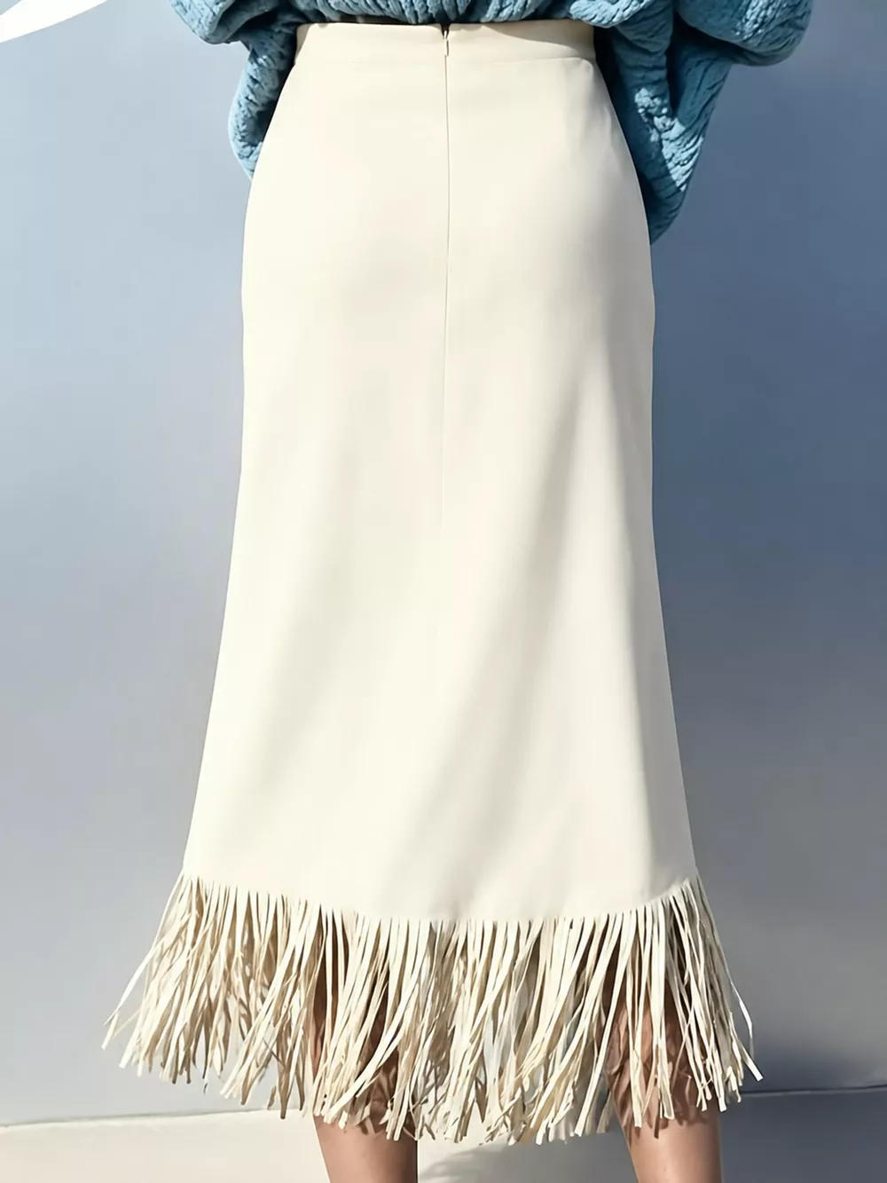 High-Waisted Fringe Midi Skirt, image 12