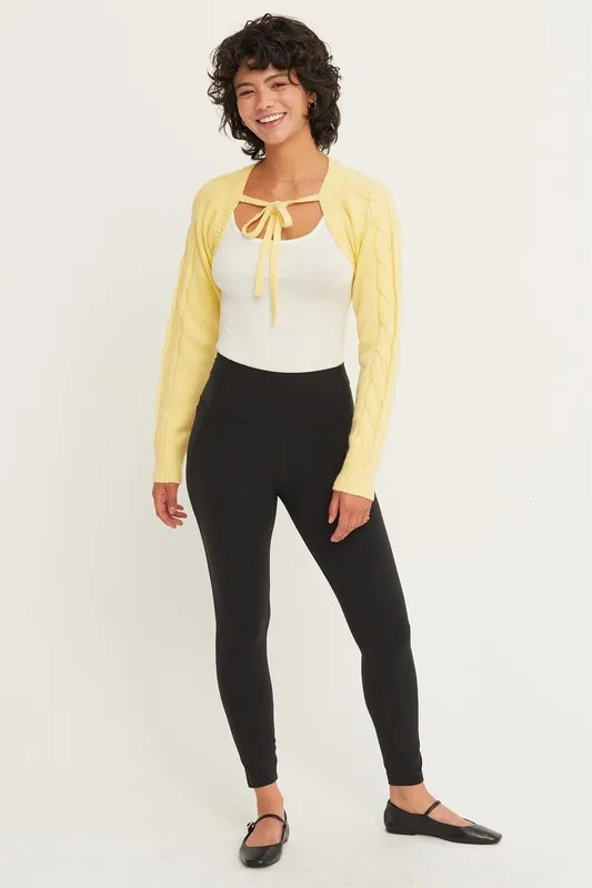 Cable-Knit Tie-Front Shrug