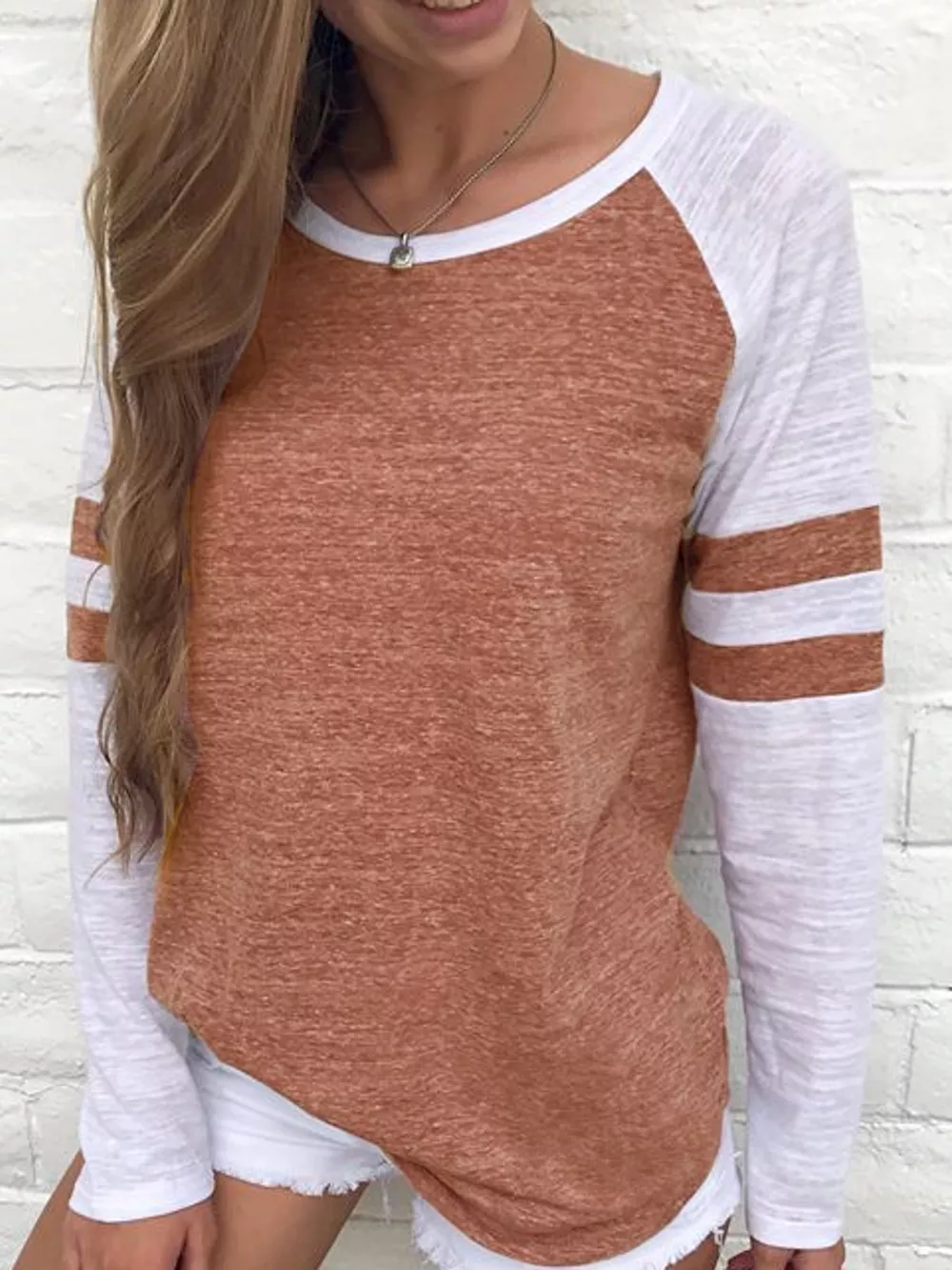 Full Size Color-Block Raglan Sleeve Striped T-Shirt Plus Size, image 21