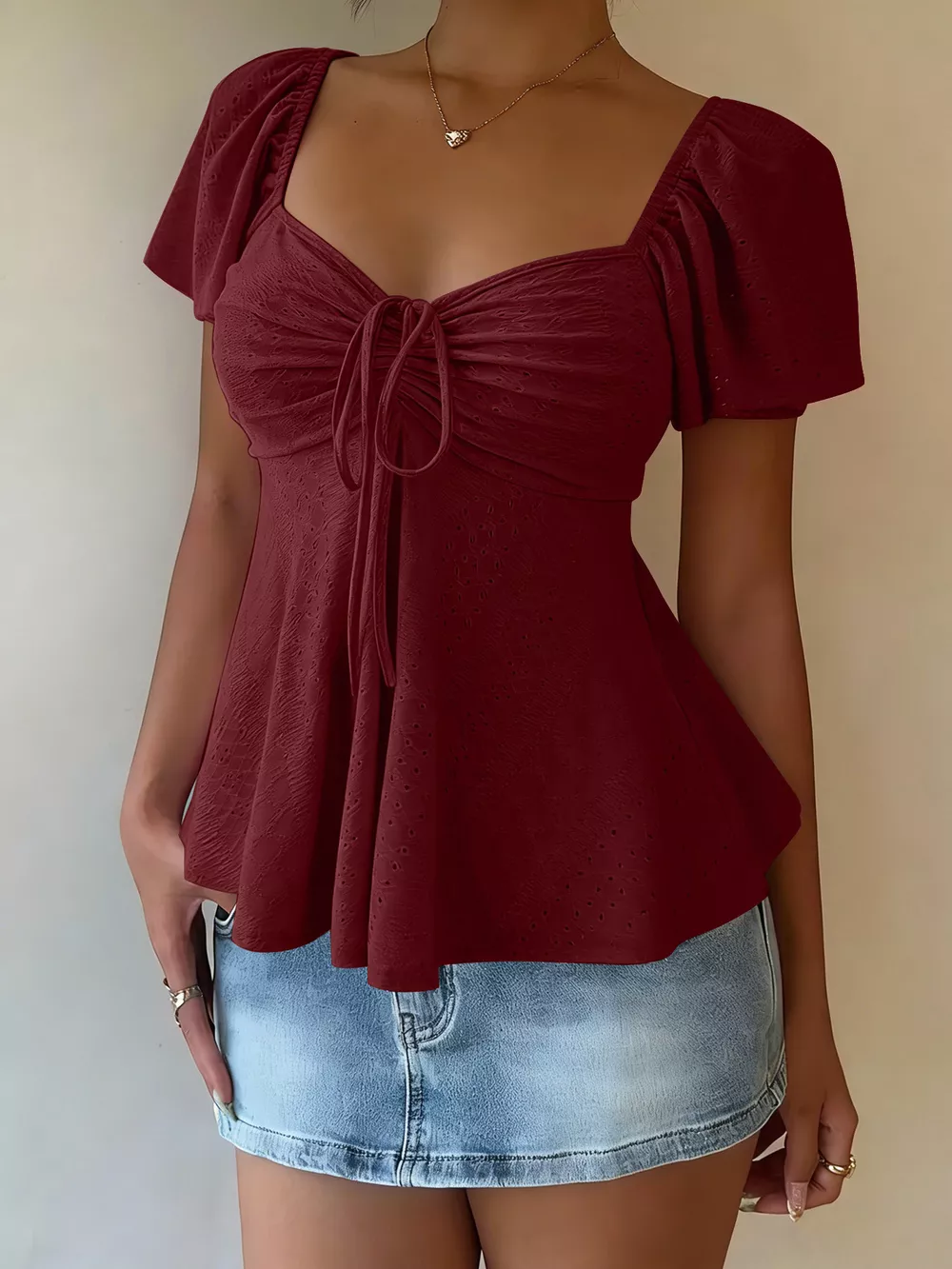 Sweetheart Neck Flutter Sleeve Top, image 20