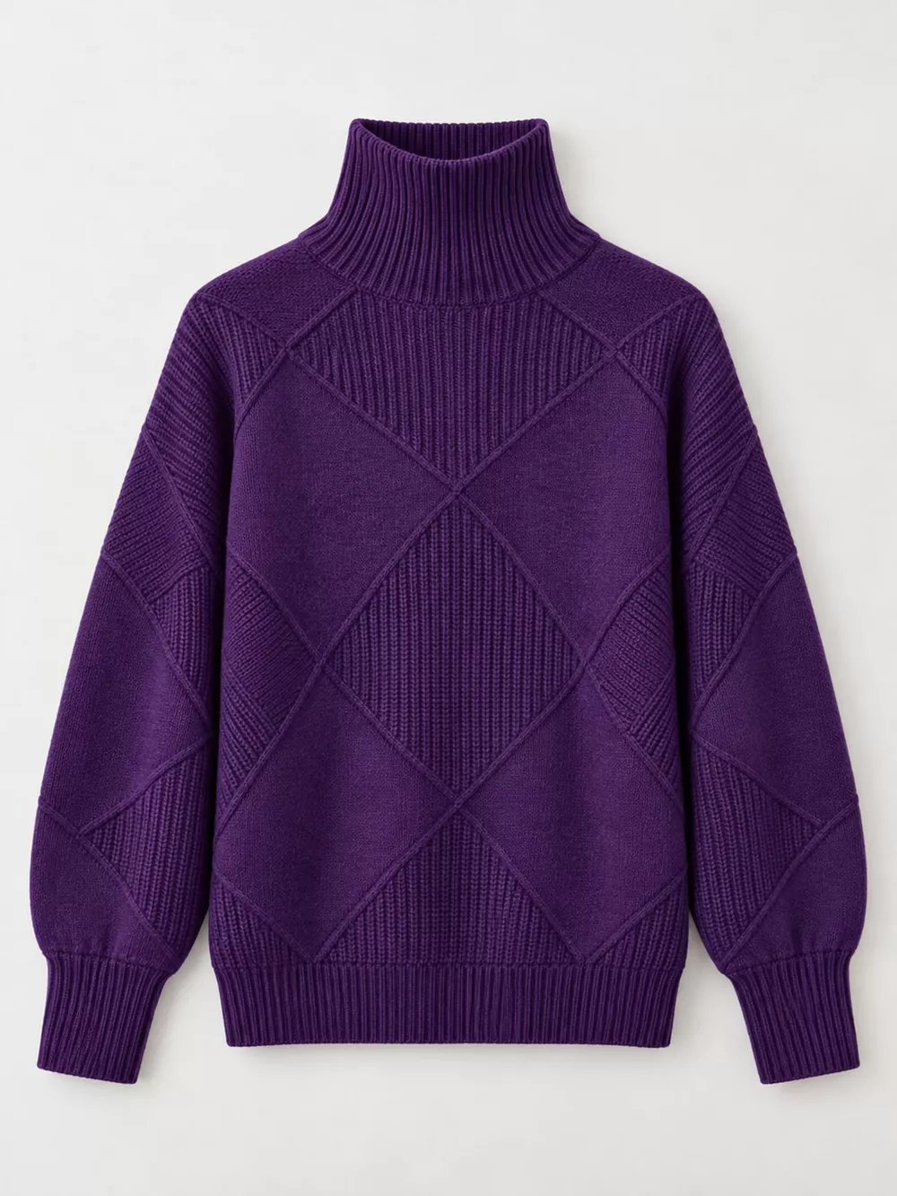 Full Size Diamond Pattern Turtleneck Sweater Plus Size, image 82