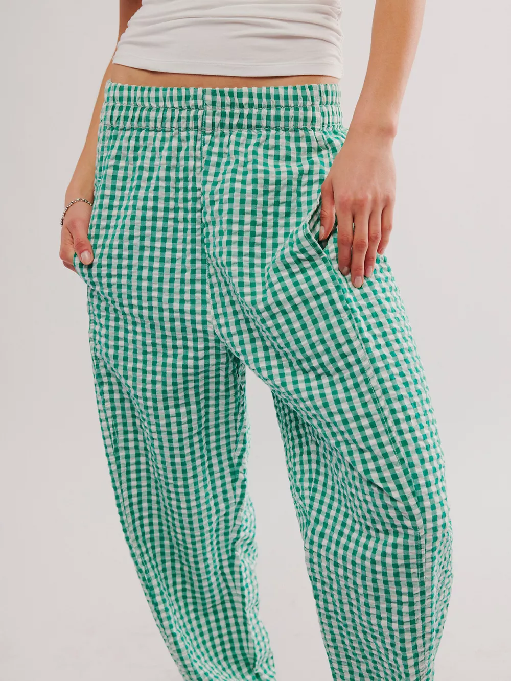 Gingham Relaxed Fit Pants, image 4