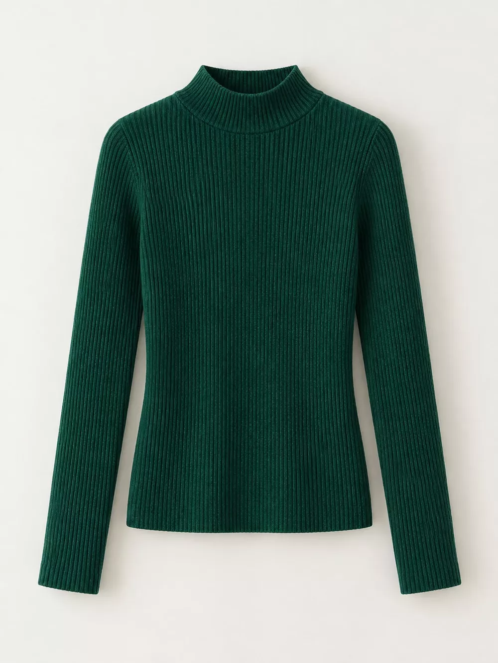 Elegant Slim-Fit Ribbed Mock Neck Knit Top, image 61