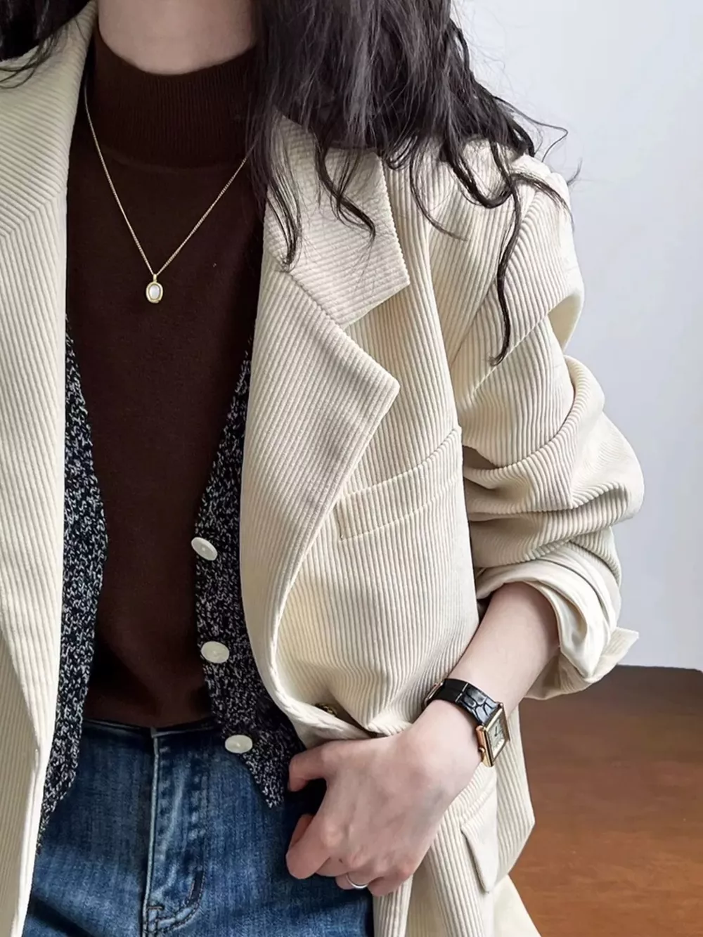 Corduroy Lapel Collar Blazer, image 10