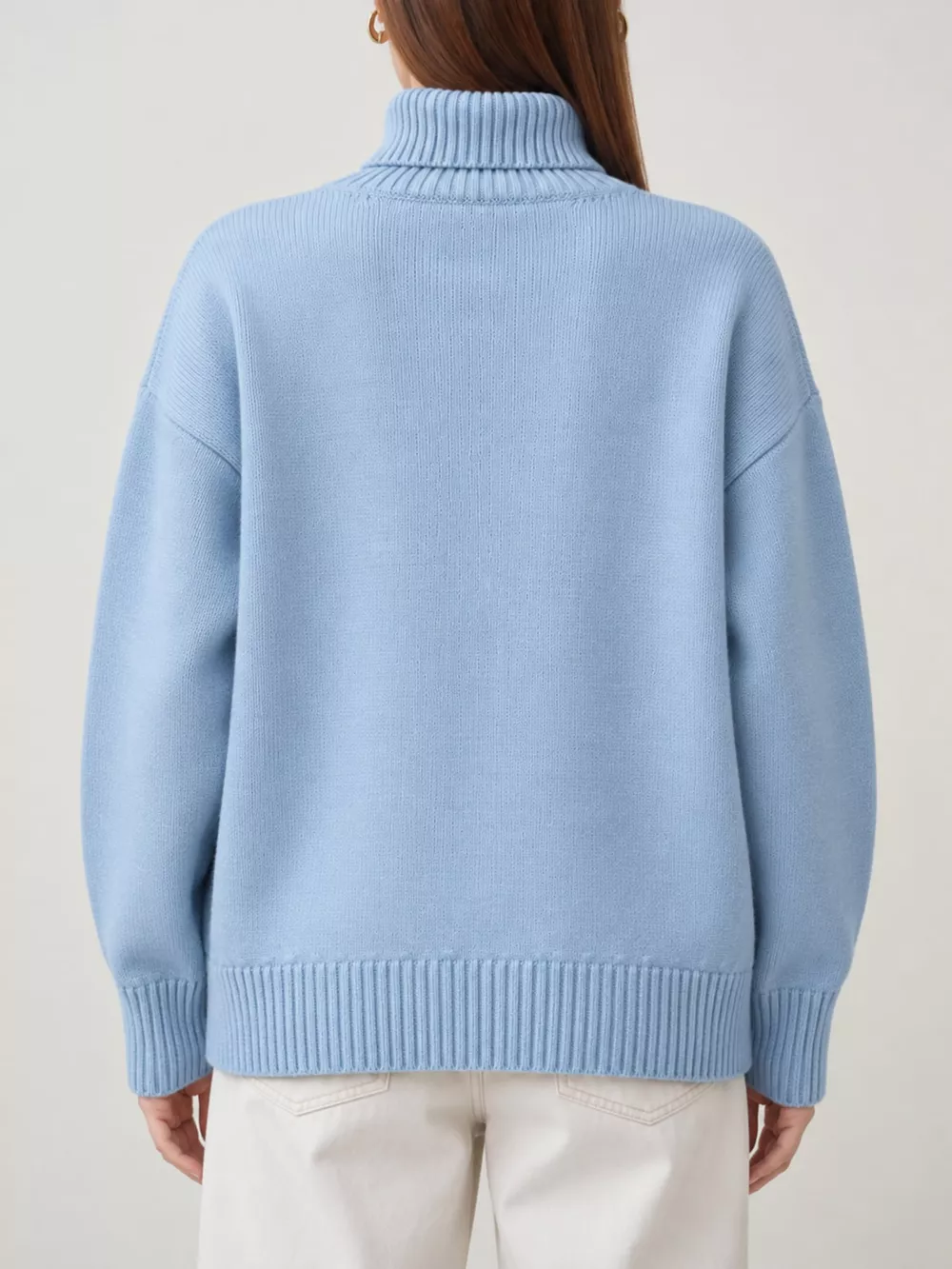 Oversized Turtleneck Dropped Shoulder Sweater, image 8