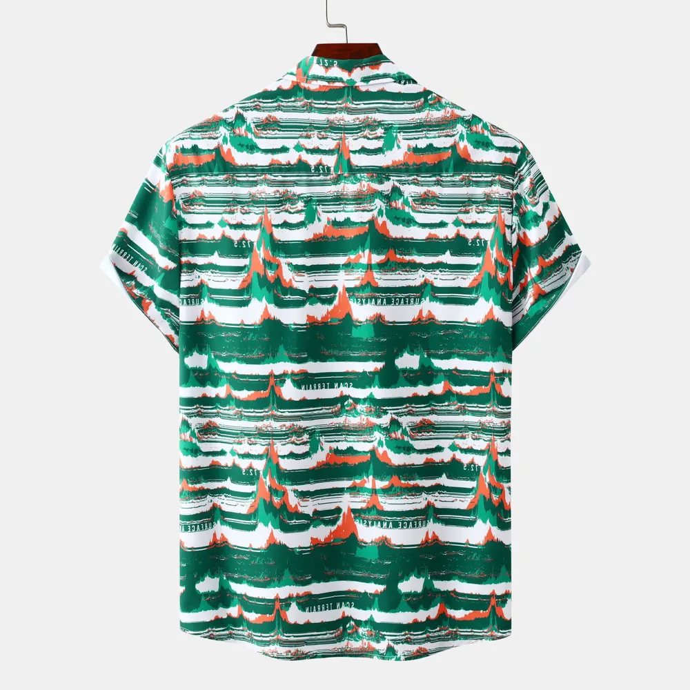 Men's Plus Size Tropical Print Short Sleeve Hawaiian Beach Shirt, image 2
