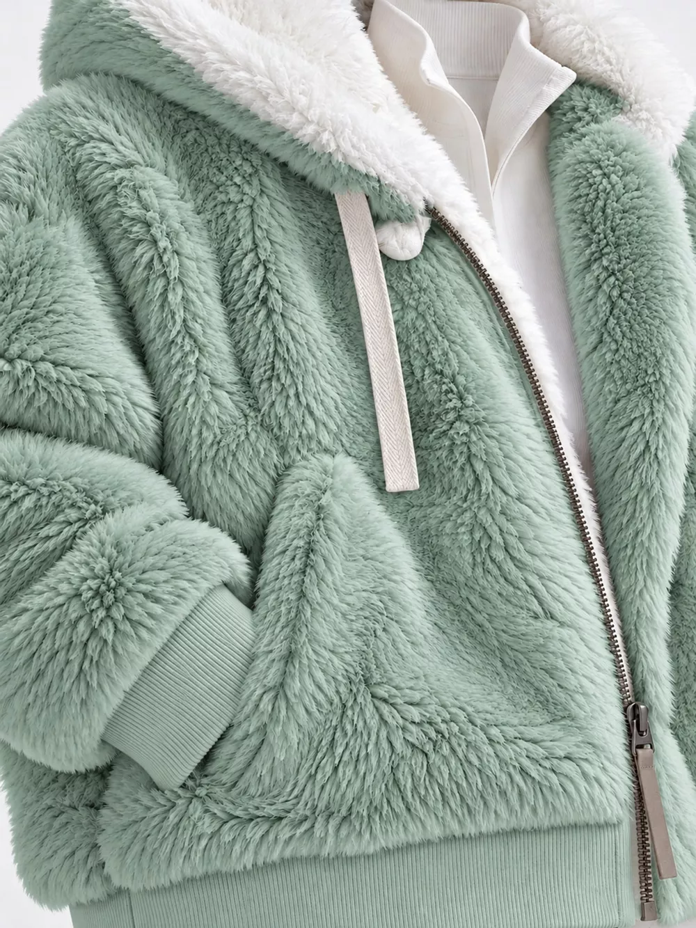 Full Size Faux Fur Zip Up Hooded Outerwear Plus Size, image 22