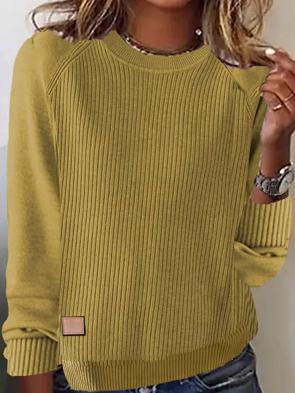 Full Size Ribbed Knit Raglan Sleeve Sweater Plus Size, image 9